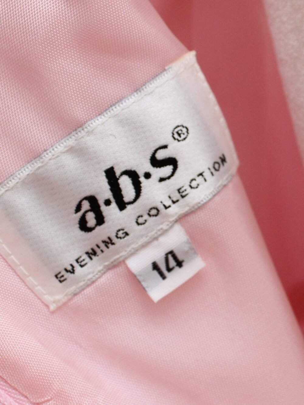 ABS Vintage 90s Pink Empire Waist Pleated Bow Satin Mini Party Dress Size 14 - Picture 4 of 5